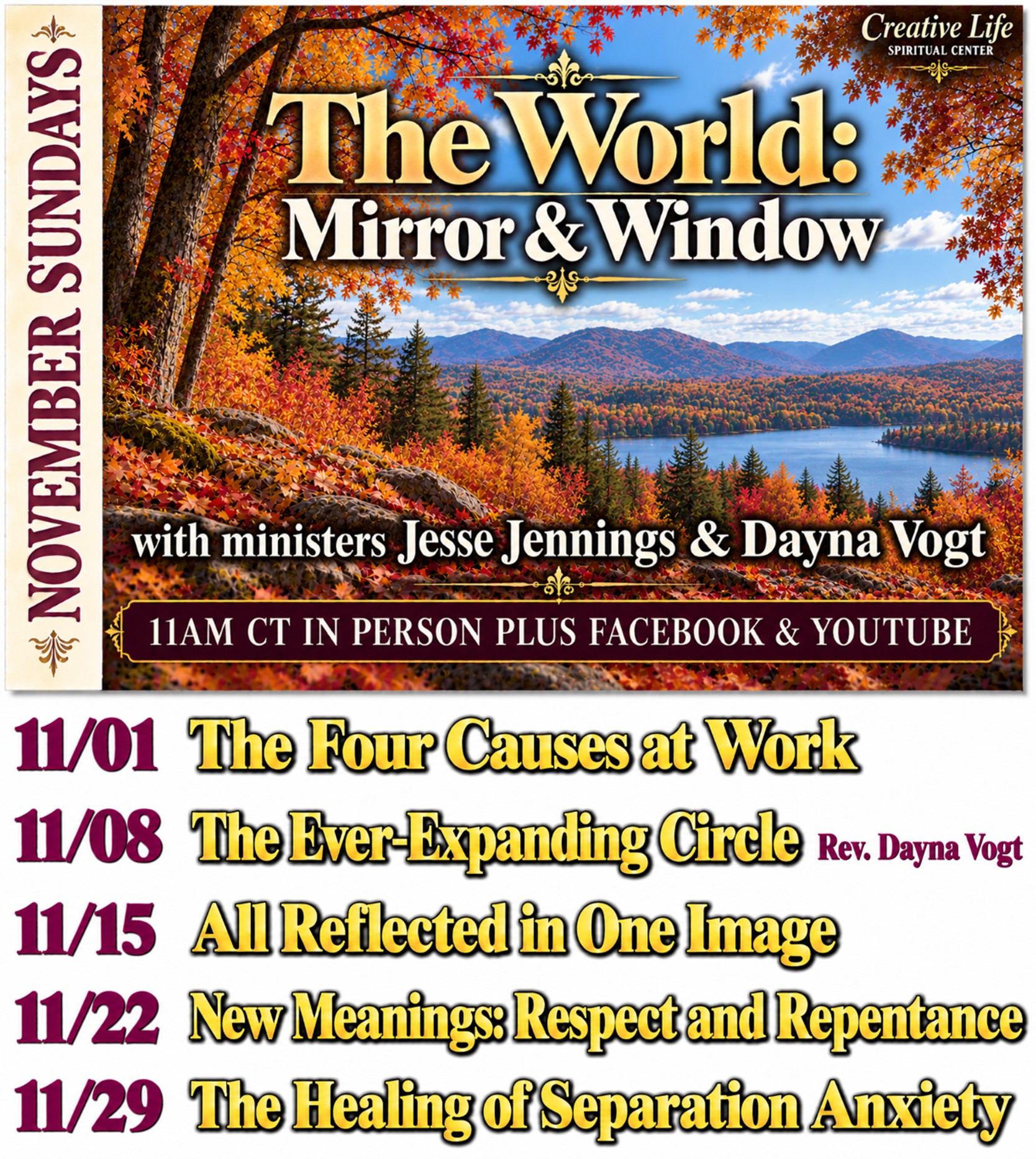 November 2026 Series: Making our way in the world today.